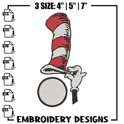 cat in the hat embroidery design, cat in the hat embroidery, embroidery file, logo shirt, 718
