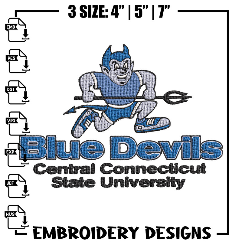 Central Connecticut logo embroidery design, College embroidery,Sport embroidery, logo sport embroidery,Embroidery design.jpg