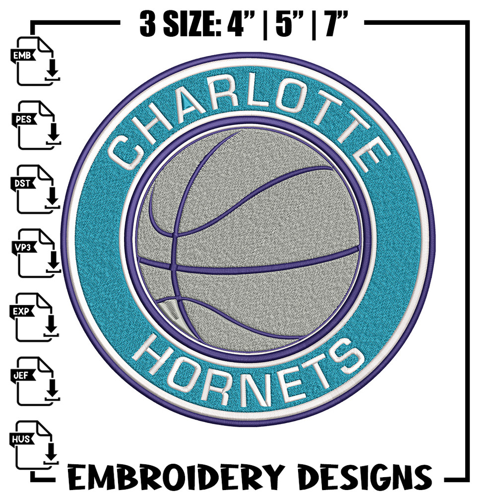 Charlotte Hornets Logo embroidery design, NBA embroidery, Sport embroidery, Embroidery design, Logo sport embroidery..jpg
