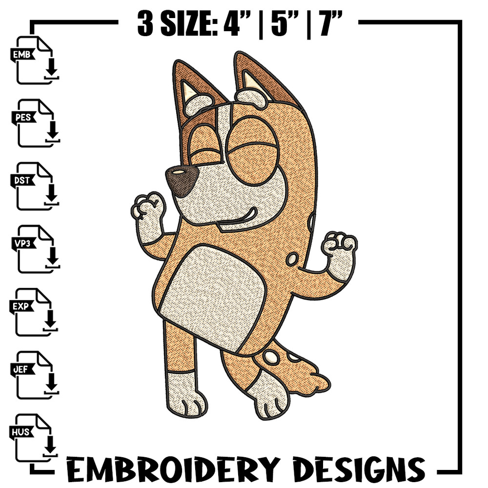 Chilli Heeler Embroidery, Bluey cartoon Embroidery, Embroidery File, cartoon design, cartoon shirt, Digital download..jpg