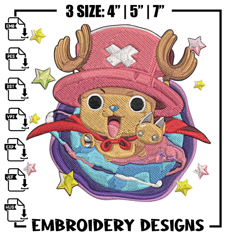 Chopper cute Embroidery Design,One piece Embroidery, Embroidery File, Anime Embroidery, Anime shirt, Digital download.jpg