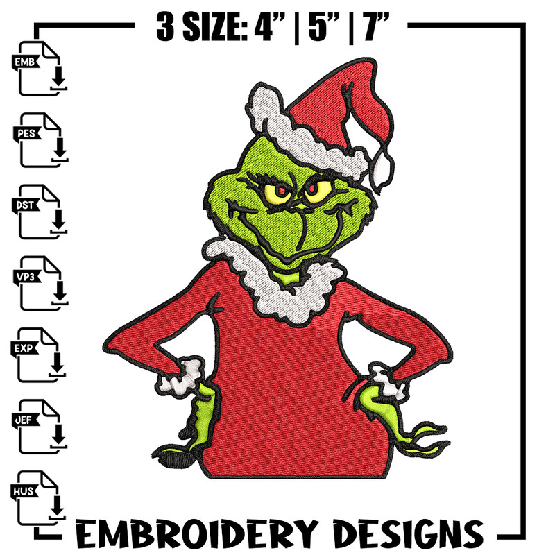 Christmas Grinch Embroidery design, Grinch christmas Embroidery, Embroidery File, Grinch design, Instant download..jpg