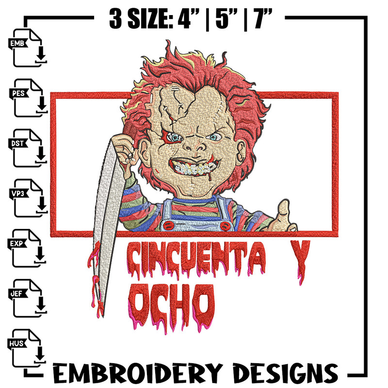 Chucky box Embroidery Design, Horror Embroidery, Embroidery File, Anime Embroidery, Anime shirt, Digital download.jpg