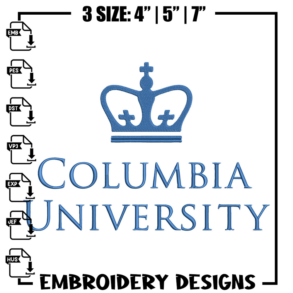 Columbia University logo embroidery design, Sport embroidery, logo sport embroidery, Embroidery design,NCAA embroidery..jpg
