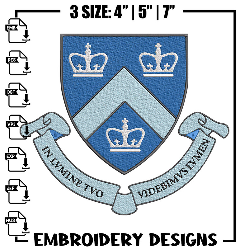 Columbia University logo embroidery design, Sport embroidery, logo sport embroidery, Embroidery design,NCAA embroidery.jpg