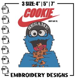 cookie monster x nike embroidery design, cookie monster embroidery, embroidery file, nike 966