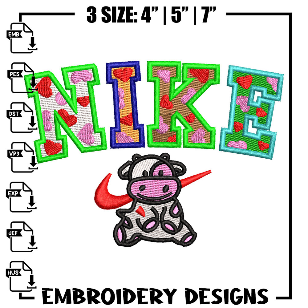 Cow color x nike embroidery design, Cow embroidery, Nike design, Embroidery shirt, Embroidery file, Digital download.jpg