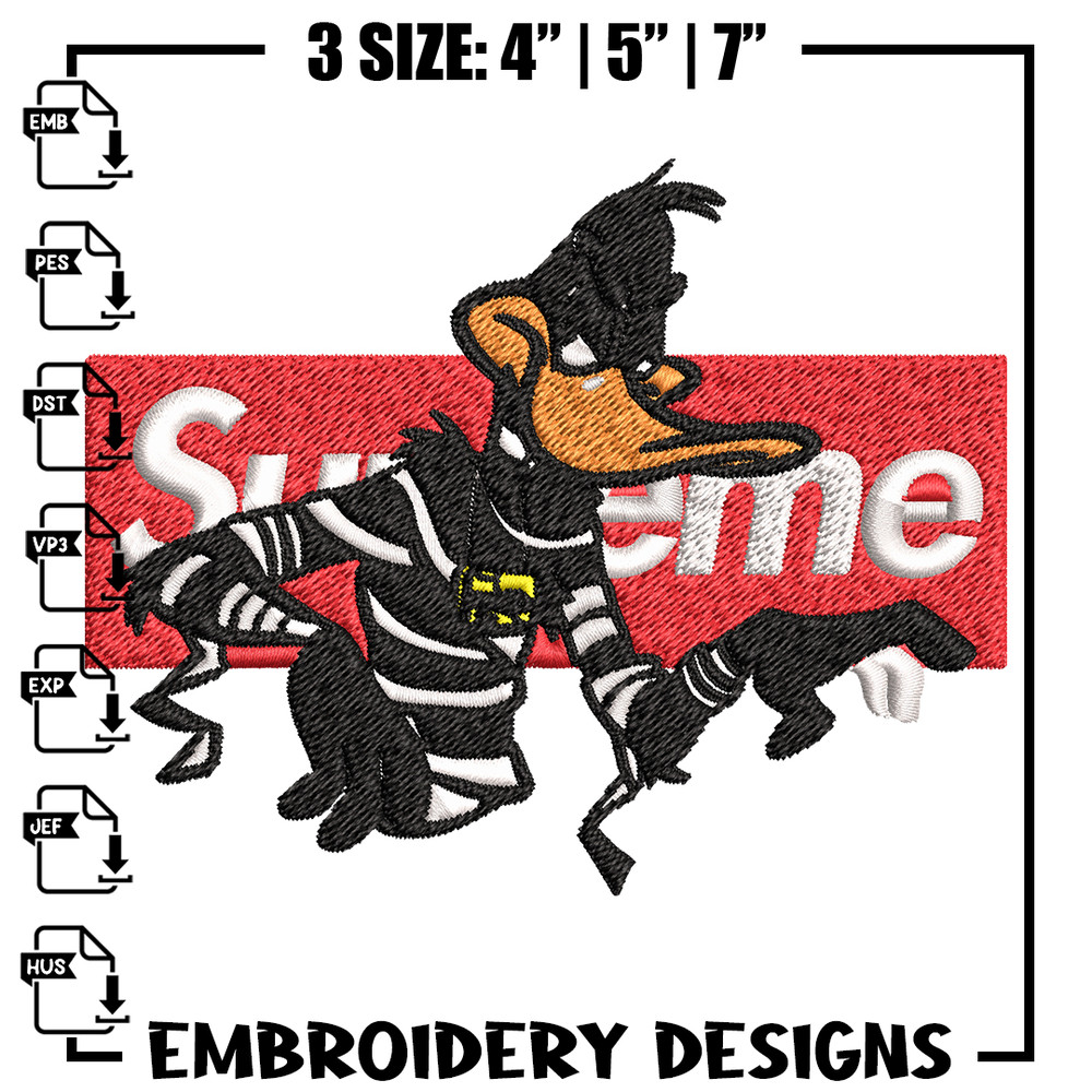 Daffy Duck Supreme Embroidery design, Daffy Duck Embroidery, cartoon design, Embroidery File, Instant download..jpg