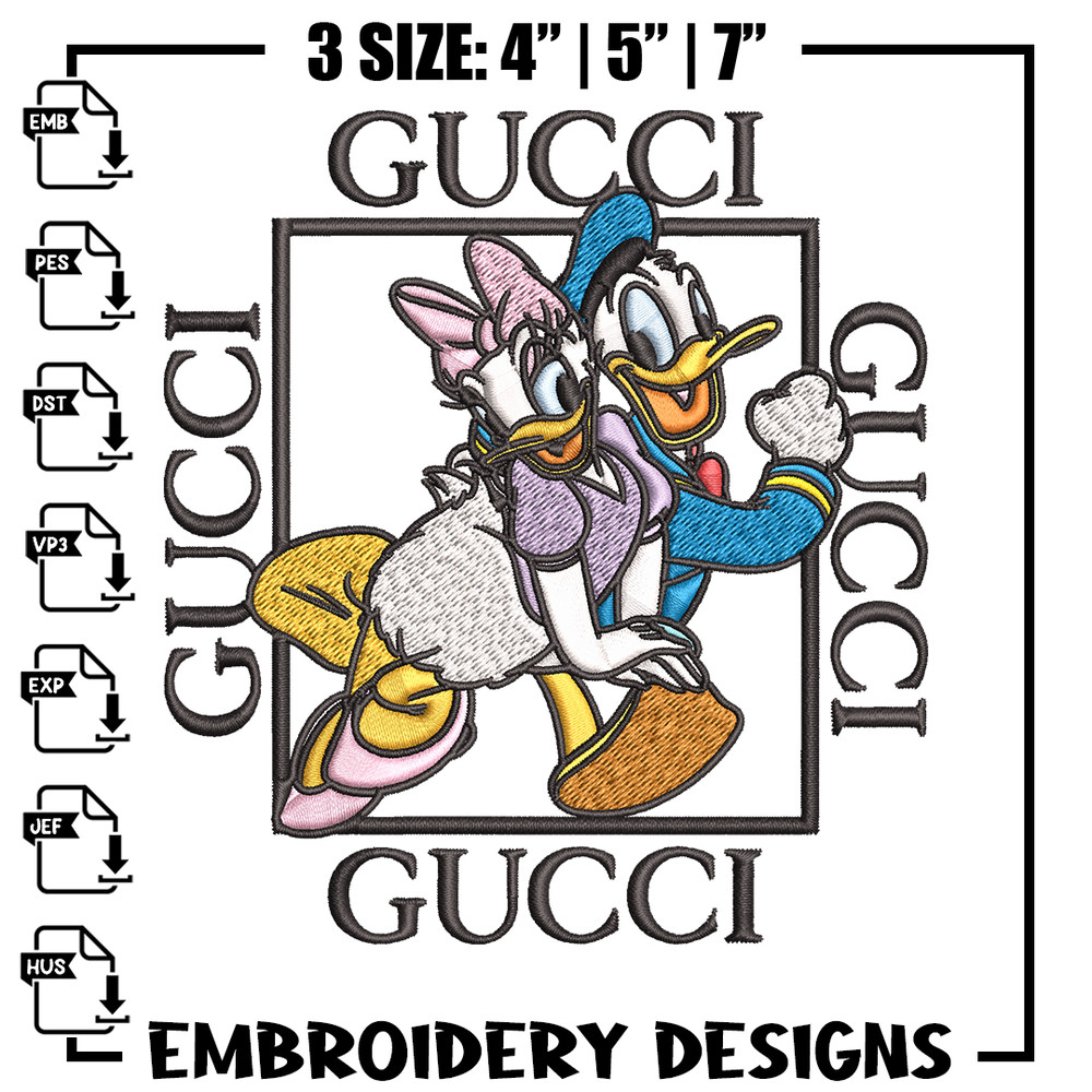Daisy And Donald Duck Gucci Embroidery design, Disney Embroidery, cartoon design, Embroidery File, Digital download..jpg