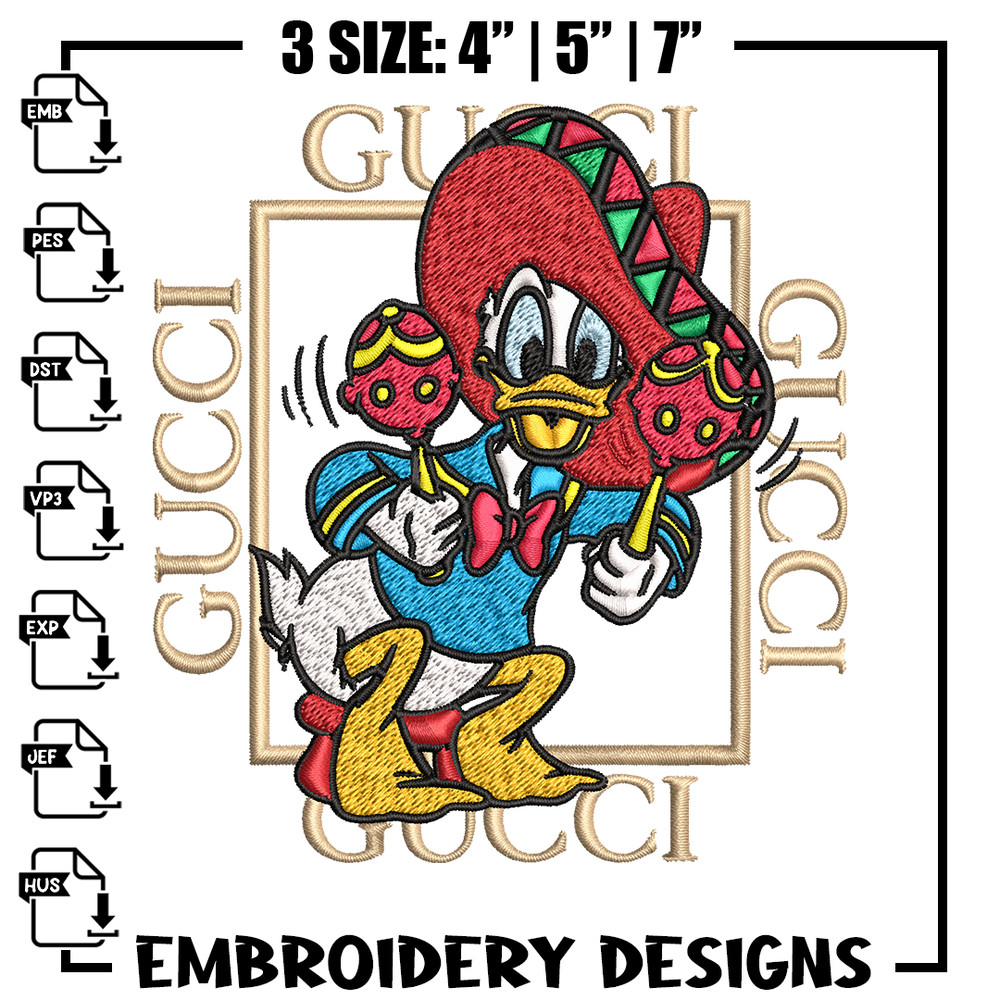 Daisy Donald Duck Gucci Embroidery design, Disney cartoon Embroidery, cartoon design, Embroidery File, Instant download..jpg