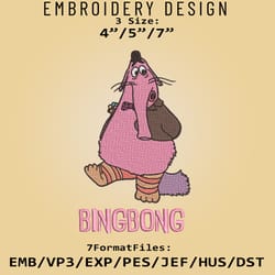 bing bong inside out embroidery files, inside out, movie inspired embroidery design, machine embroidery design