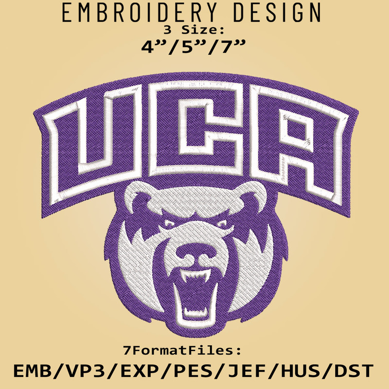 Central Arkansas Bears NCAA Logo, Embroidery design, NCAA Bears, Embroidery Files, Machine Embroider Pattern.jpg