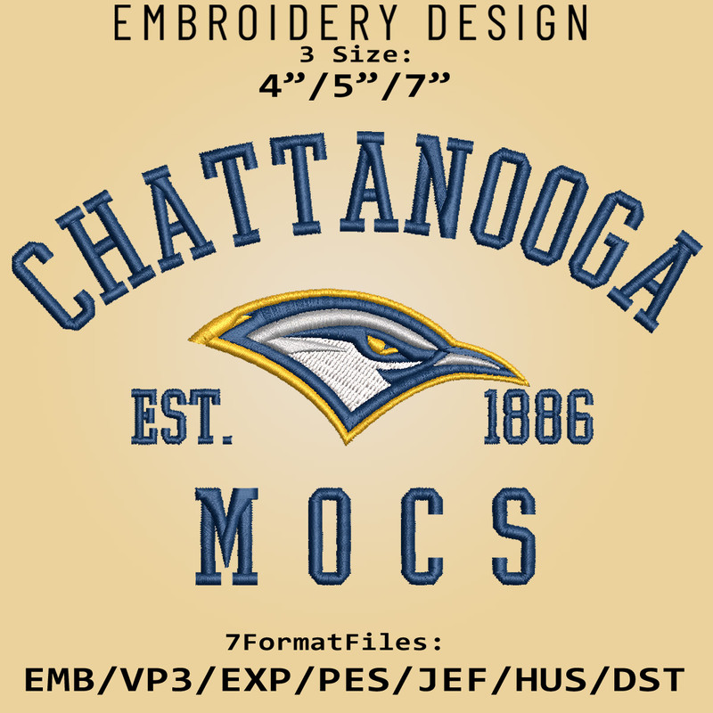 Chattanooga Mocs embroidery design, NCAA Logo Embroidery Files, NCAA Chattanooga Mocs, Machine Embroidery Pattern.jpg