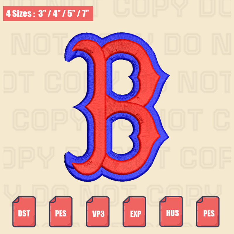Boston Red Sox Logo 3D Embroidery Designs, MLB Logo Embroidery Files, File for Embroidery Machine.png