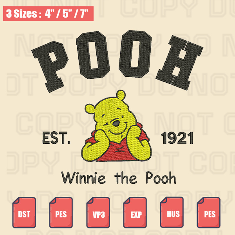 Disney Winnie The Pooh Est 1921 Embroidery File, Disney Embroidery Designs, Machine Embroidery Design Files.png