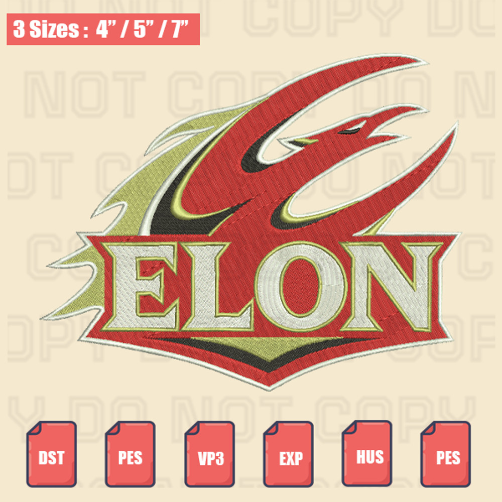 Elon Phoenix Embroidery File, NCAA Embroidery Designs, Machine Embroidery Design Files.png
