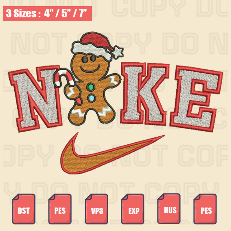 Gingerbread Christmas Nike Embroidery File, Christmas Embroidery Designs, Machine Embroidery Design Files.png
