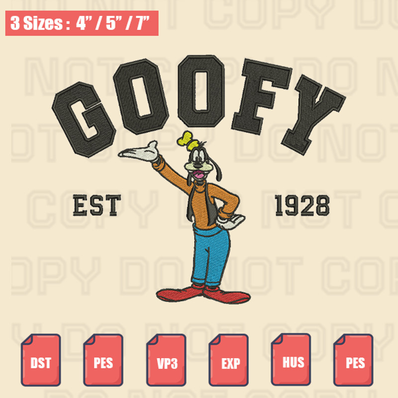 Goofy Est 1928 Embroidery File, Disney Embroidery Designs, Machine Embroidery Design Files.png