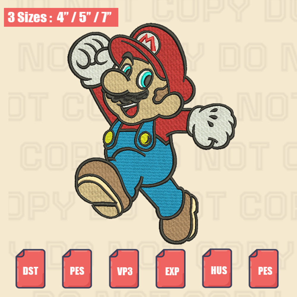 Logo Mario Embroidery File, Logo Disney Embroidery Designs, Machine Embroidery Design Files.png