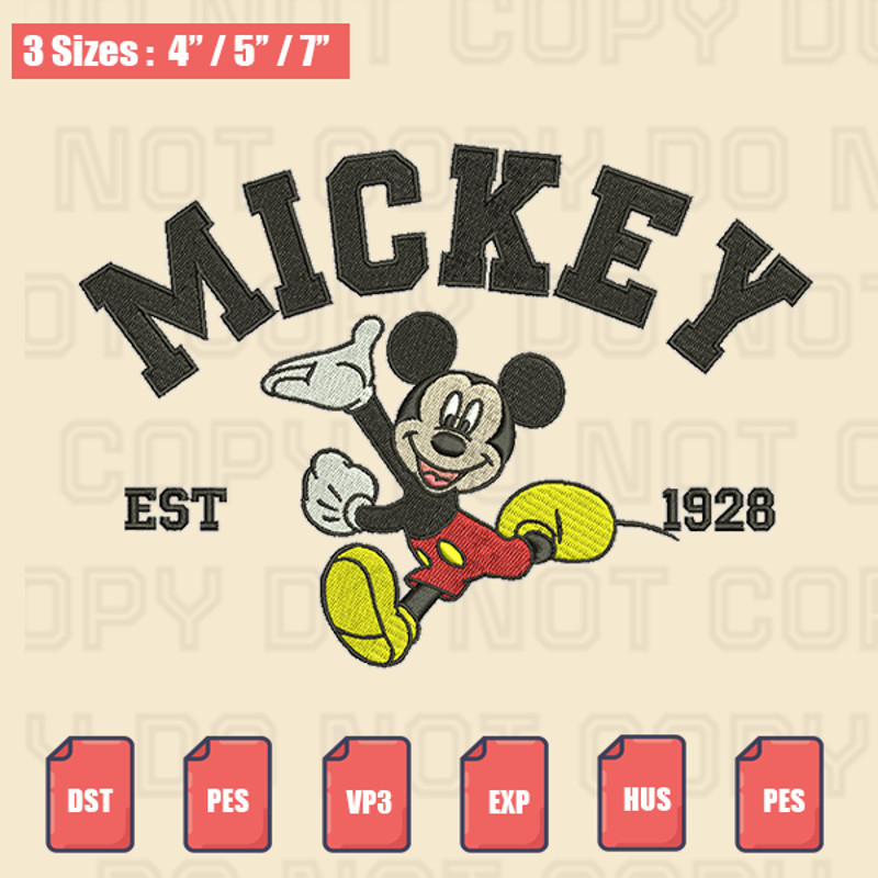 Mickey Mouse Est 1928 Embroidery File, Disney Embroidery Designs, Machine Embroidery Design Files.png