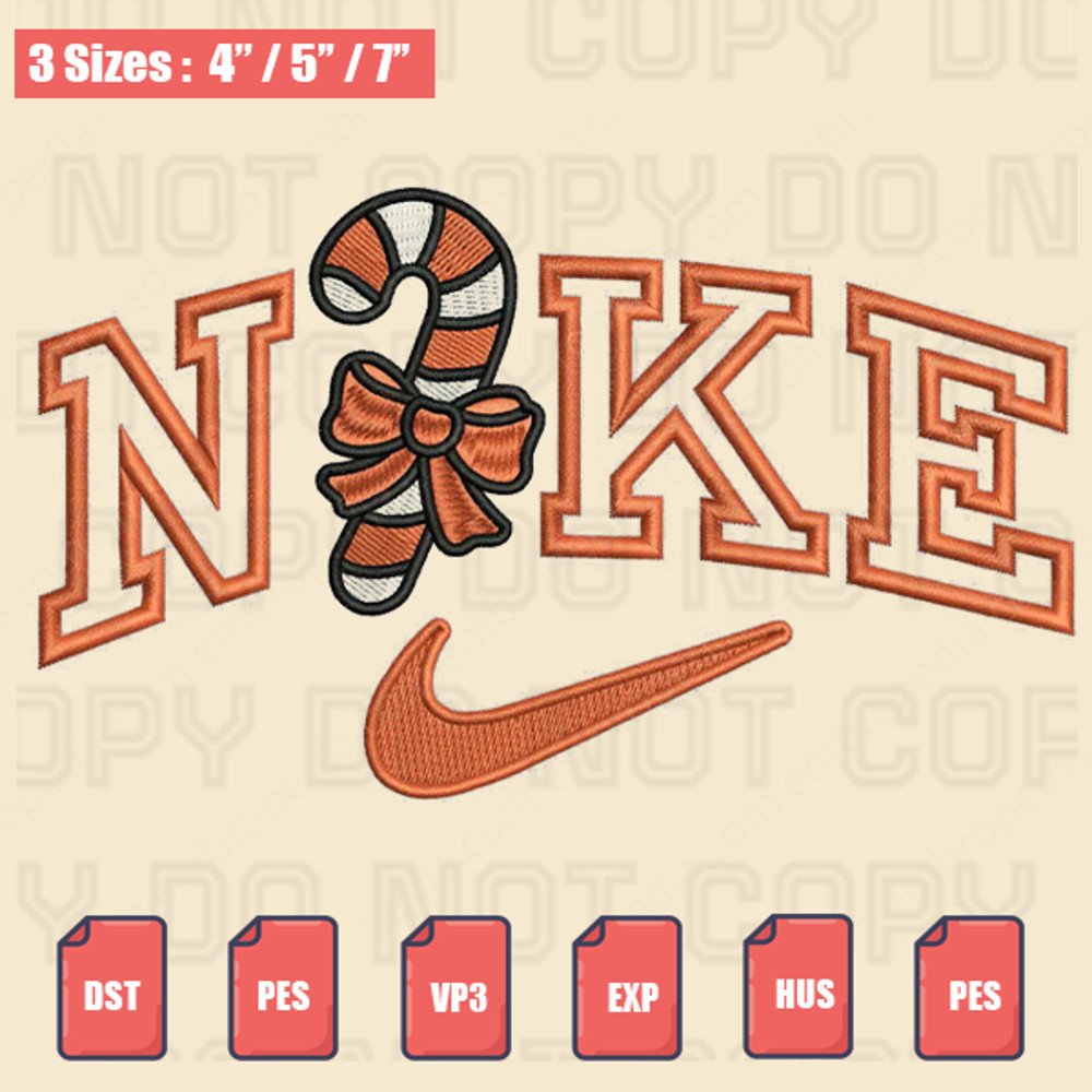 Nike Candy Logo Christmas Embroidery File, Christmas Embroidery Designs, Machine Embroidery Design File.png
