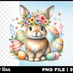 watercolor easter bunny clipart, cute baby animals, bunny, sheep, chicken, eggs, floral, nursery decor