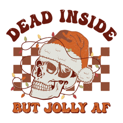 Retro Dead Inside But Jolly Af Christmas Skull SVG Download