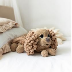 Dog toy - staffed animals baby toys nursery decor, first birthday gift plush dog - crochet pajama case, cute plush dog