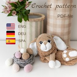 Crochet lovey animal bunny PATTERN - Easter rabbit crochet pattern.