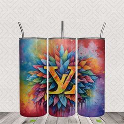 3D Louis Vuitton Tie Dye Floral 20oz Tumbler Wrap PNG