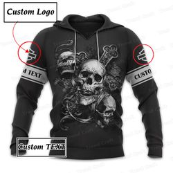 Custom Motorcycle , Skull Hoodie, Shirts, Customized,T-shirt, Personalized Biker Gift, Hoodies-240305001
