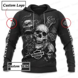 Custom Motorcycle , Skull Hoodie, Skull, Shirts, Customized,T-shirt, Personalized Biker Gift, Hoodies-240305002