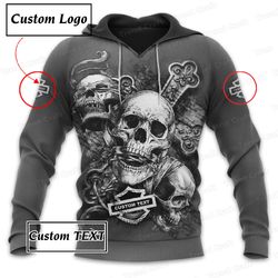 Custom Motorcycle , Skull Hoodie, Shirts, Customized,T-shirt, Personalized Biker Gift, Hoodies-240305004
