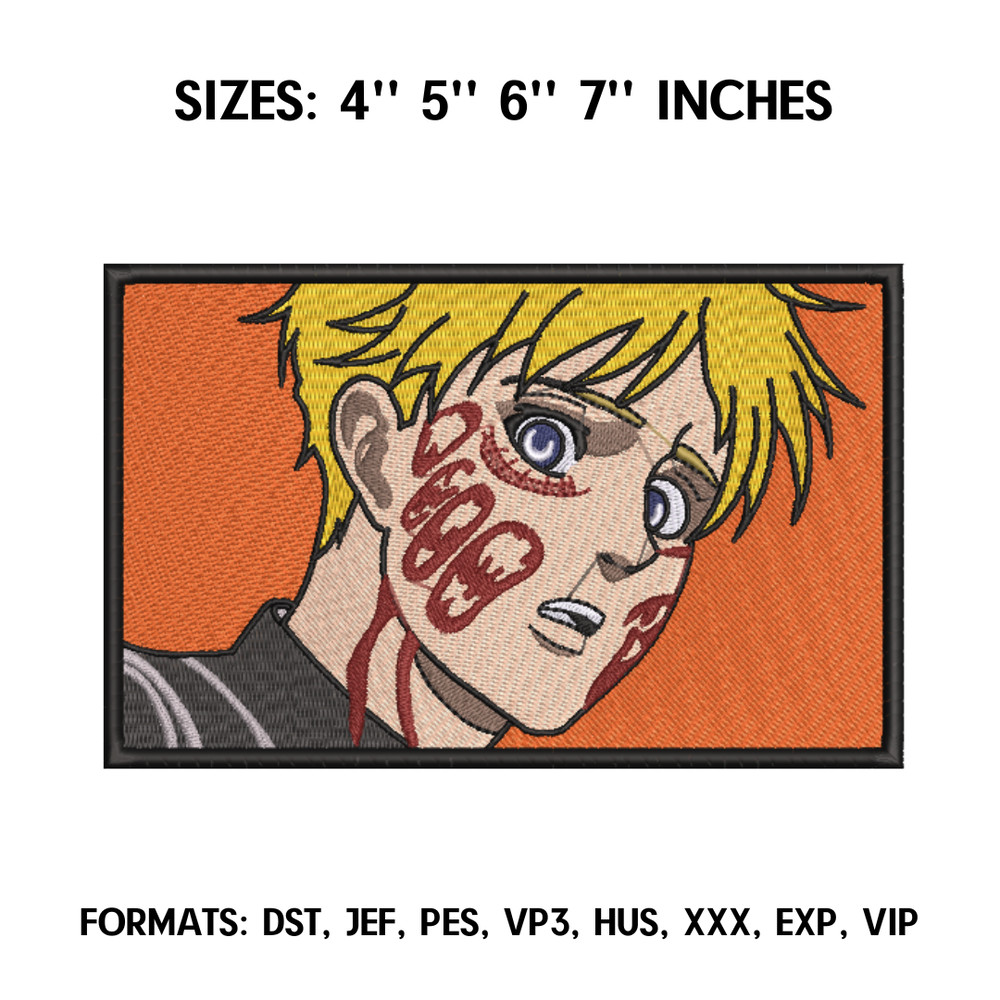 Armin Embroidery Design File, Attack on Titan Anime Embroidery Design, Armin Colossal Titan anime embroidery design.png