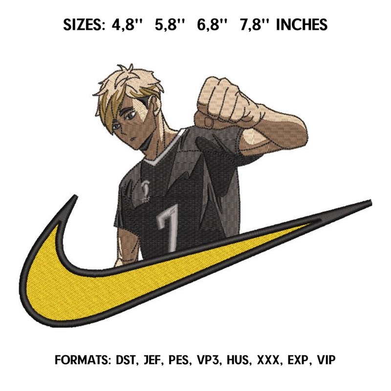 Atsumu Miya Haikyuu swoosh Embroidery design file pes. Anime embroidery pattern.4.8 5,8 6,8 7,8in. Haikyuu pes design.png