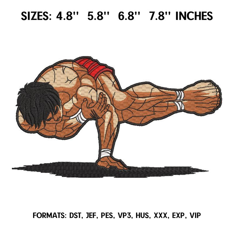 Baki Hanma Embroidery Design File  Baki Fighter Anime Embroidery Design Machine embroidery pattern. Pes Dst Exp.png