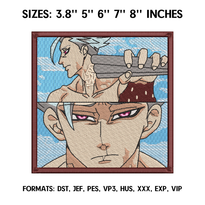 Ban Embroidery Design File, Seven deadly sins Anime Embroidery Design, Machine Embroidery, Anime Pes Desig Brother.png