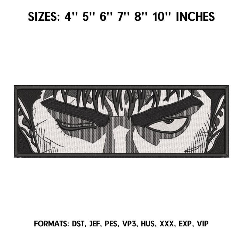 Berserk Eyes Embroidery Design File  Guts Berserk Anime Embroidery Design Machine embroidery pattern. Pes Dst format.png