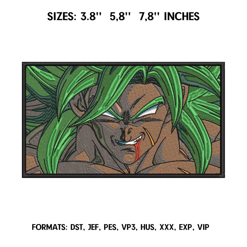 Broly Embroidery Design File Dragon Ball Anime Embroidery Design Goku, Vegeta Machine Embroidery Design Pes Dst.png
