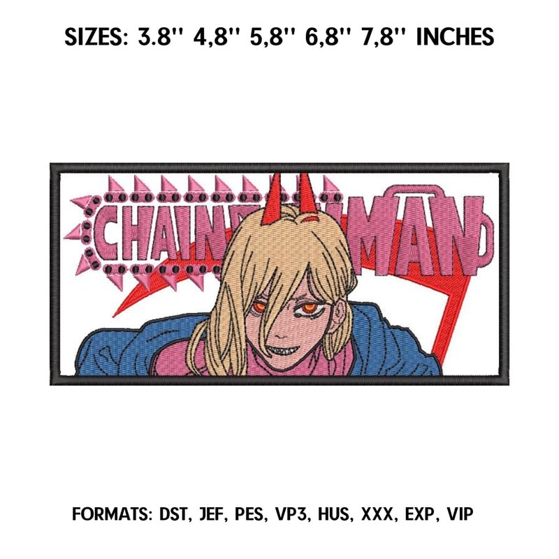 Chainsaw Man Power Embroidery Design File Power Chainsaw Man Anime Embroidery Design Machine Design Pes Dst.png
