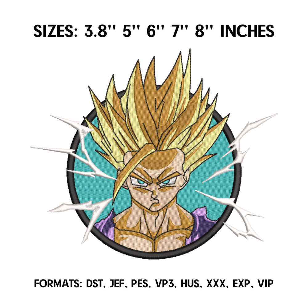 Coin Goku Embroidery Design File, Dragon Ball Anime Embroidery Design, Anime Pes Design Brother, Machine embroidery file.png