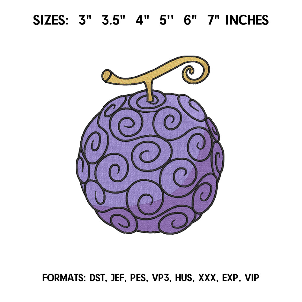 Devil Fruit Embroidery Design File, One Piece Anime Embroidery Design, Machine embroidery pattern. Pes Dst format.png