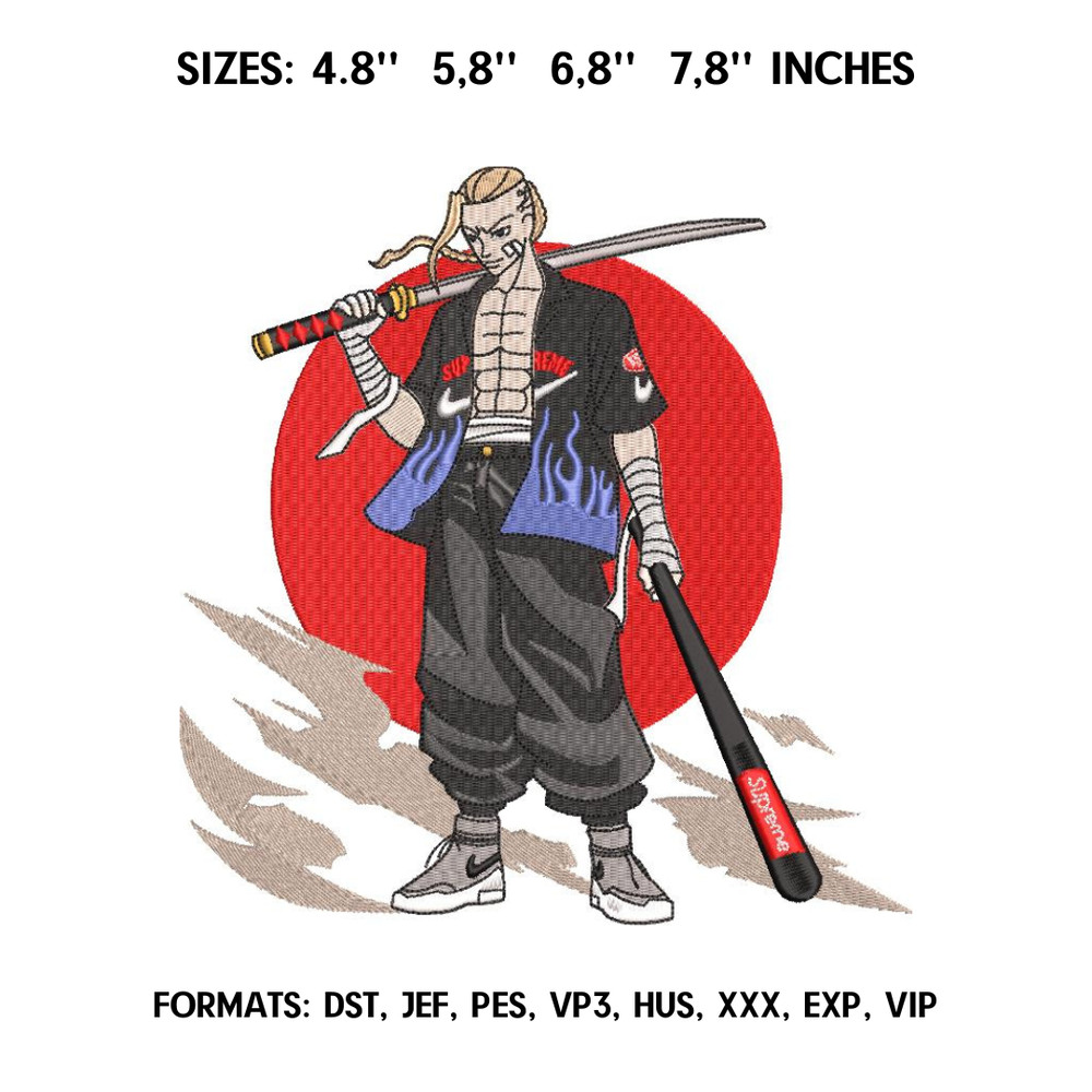 Draken Tokio RevengersAnime Embroidery Design File Anime design Embroidery Pattern Design Pes Dst Format.png