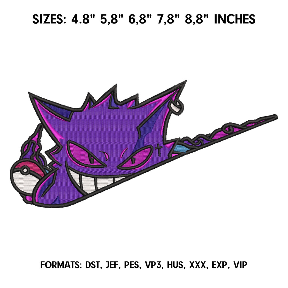 Ectoplasma Embroidery Design File, Pokemon Anime Embroidery Design, Nike and Ectoplasma Anime Pes Design Brother.png