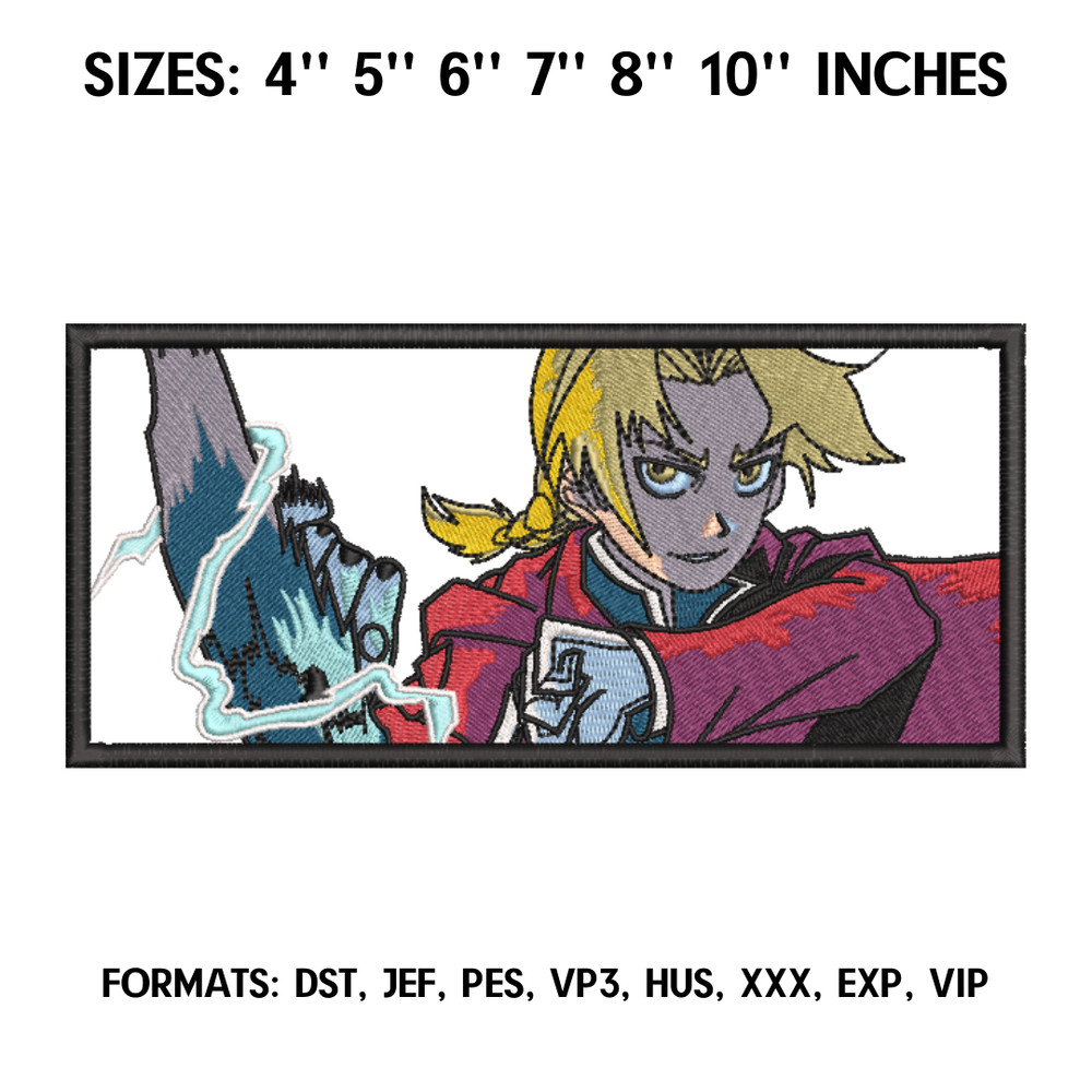 Edward Embroidery design file. Fullmetal Alchemist Anime embroidery pattern. Digital design download, Anime Pes Design.png