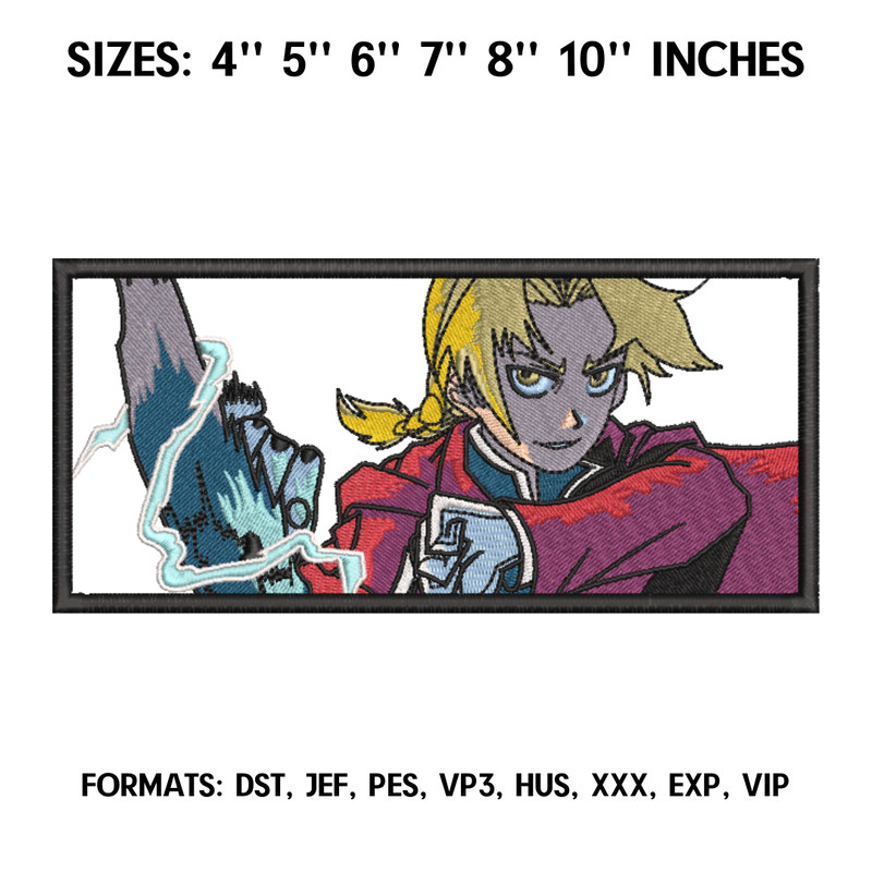 Edward Embroidery design file. Fullmetal Alchemist Anime embroidery pattern. Digital design download, Anime Pes Design.png