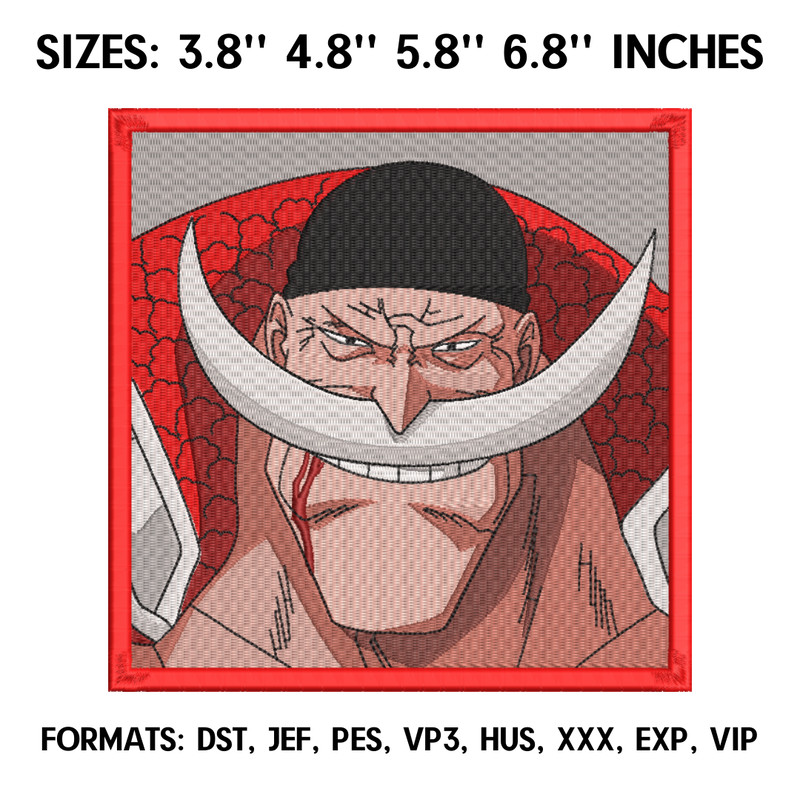 Edward Newgate Embroidery Design File, One Piece Anime Embroidery Design, Machine embroidery file. Anime Design Pes 1.png