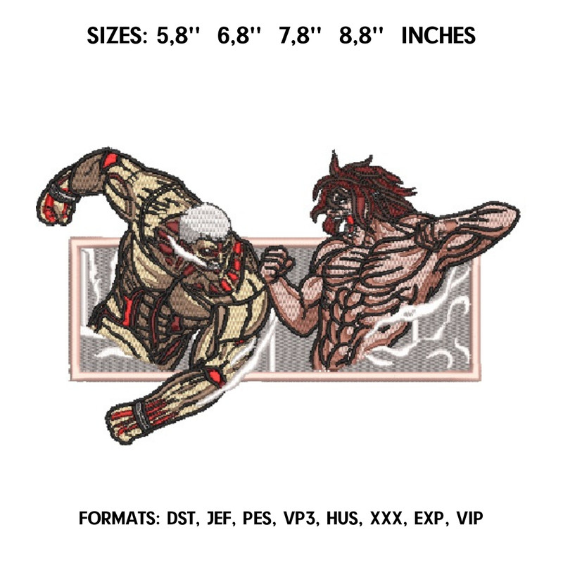 Eren Yeager Titan Anime Attack on Titan Anime Embroidery Design Anime design embroidery Reiner vs Eren.png