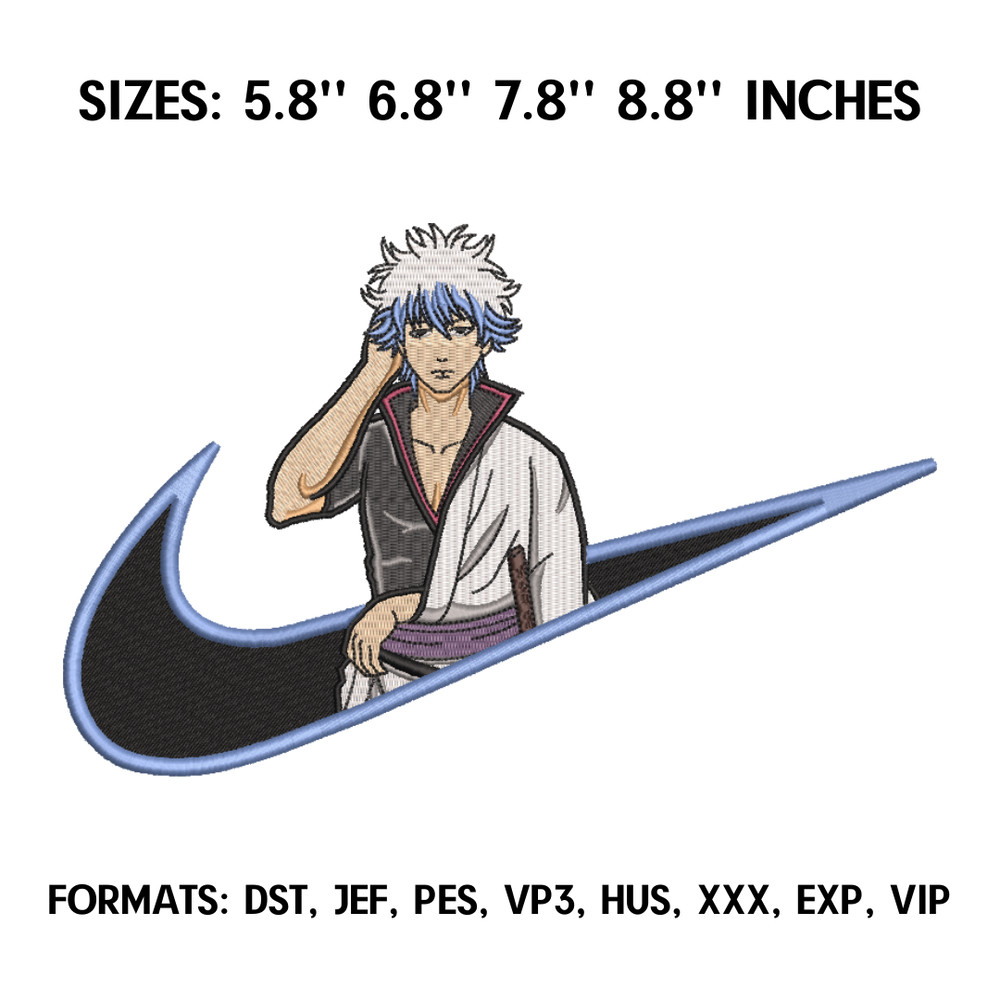Gintoki Sakata Embroidery Design File, Gintama Anime Embroidery Design, Machine embroidery, Anime Pes Design.png