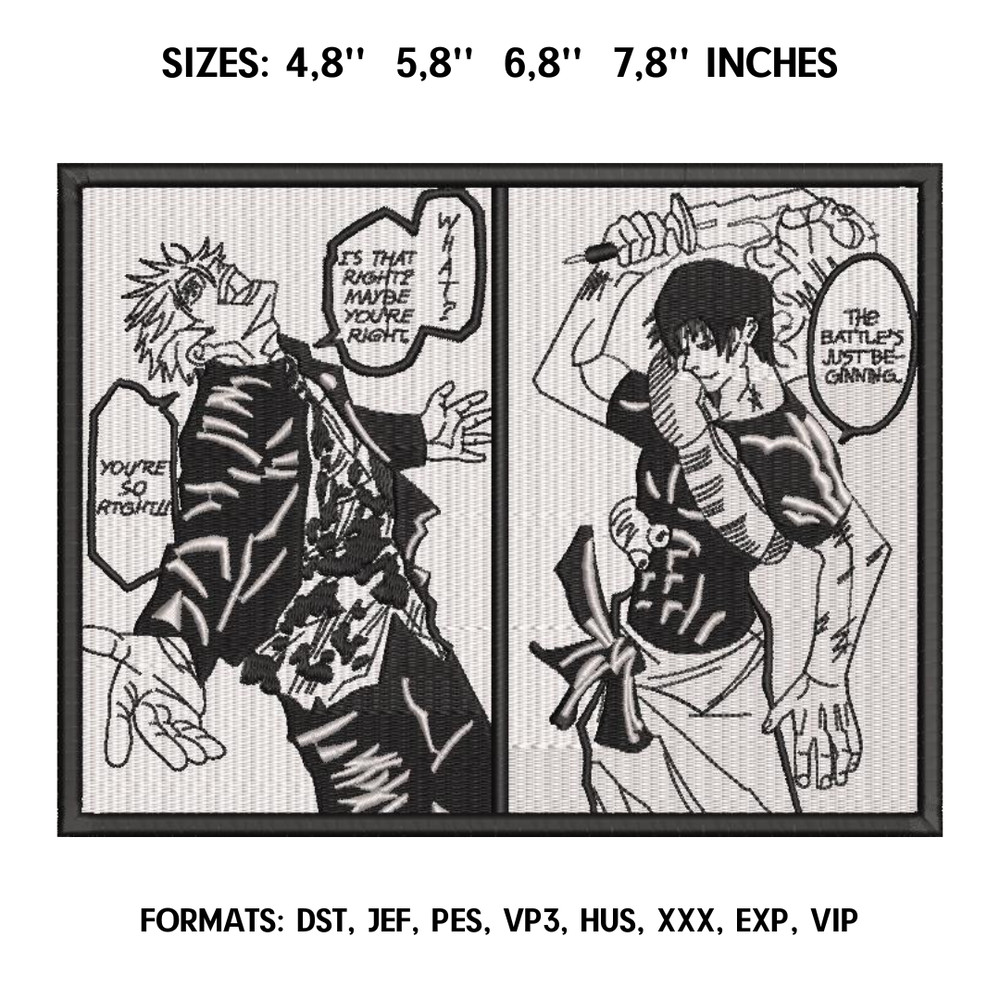 Gojo vs Toji Fushiguro _ Manga Anime Embroidery Design Anime design.png